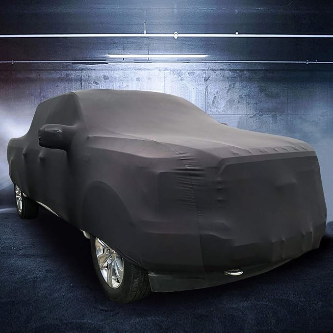 WinPower Indoor Car Cover Stretch Cloth Dust-Proof Underground Garage Car Show for Pickup Truck, Large SUV, Black, 232 x 82 x 77 inches