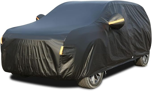 Tecoom Waterproof All Weather SUV Car Cover, Cotton Lined with Lock & Zipper Door, UV Snow Wind Dust Hail Storm Protection, Full Outdoor Cover Fit for SUV (216"–230"), Black