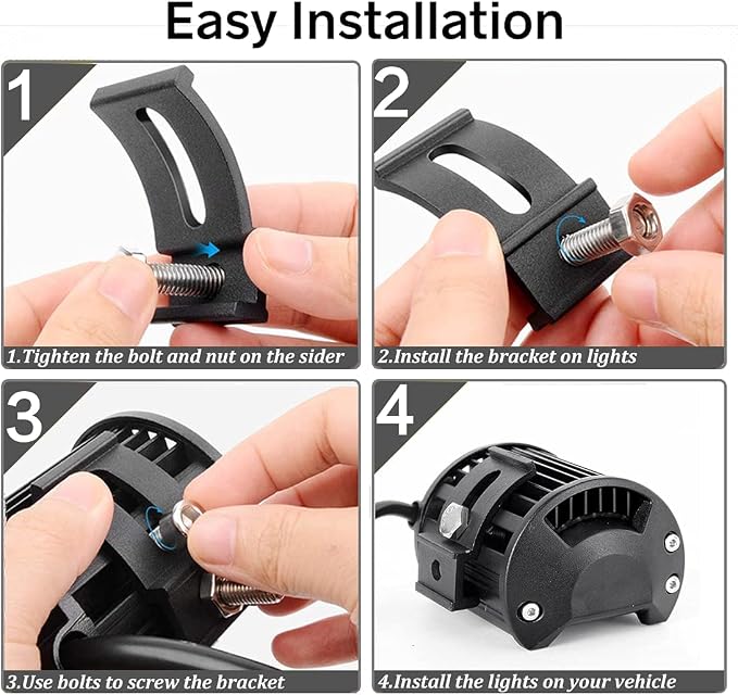 Base Mounting Bracket LED Light Bar Universal Slide Mounting Brackets 2PCS Adjustable Side Bracket Kit for Most Straight Lights Bar Work Lights Pod Lights from 4 inch up to 52 inch(Pack of 2)