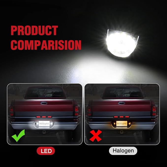 Nilight License Plate Light Compatible with 1994 1995 1996 1997 1998 1999 2000 2001 Dodge Ram 1500 2500 3500 2002 RAM 2500 3500 6000K White 2PCS Pack