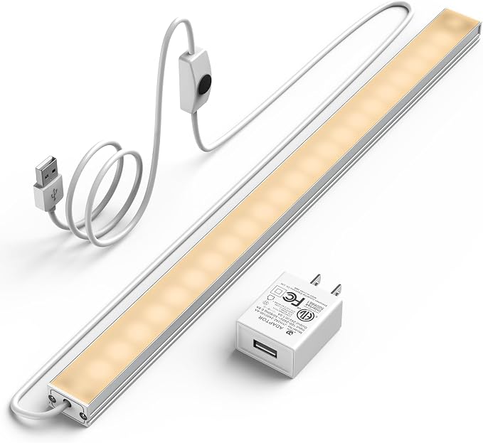 ASOKO Under Cabinet LED Light Bar 12" 3000K Warm Kitchen Lamp | ASOKO 12" Under Cabinet LED Light Bar, 3000K Warm White Plug in Counter Light for Kitchen Desk Closet
