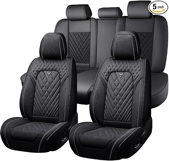 Fit for Toyota Venza Seat Covers 2009-2026,Premium Leather, 360° Full Protection, Thick Padding & Memory Foam, Waterproof & Stain-Resistant Car Seat Cover Full Set (5 Seat,Black)