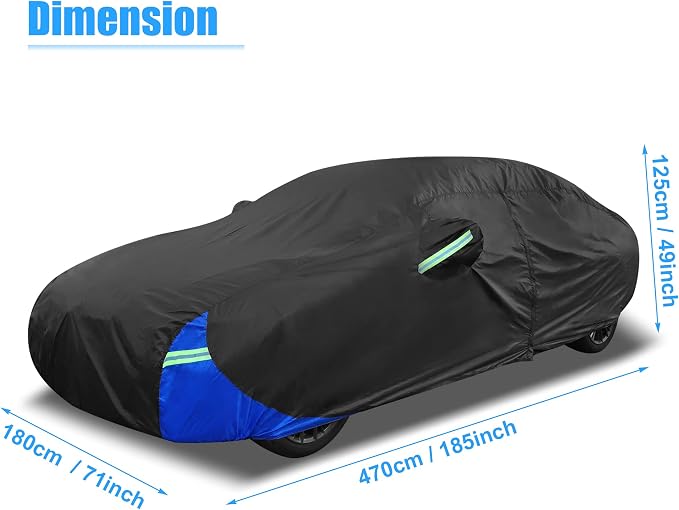 X AUTOHAUX 3L Car Cover Waterproof Snowproof All Weather for Car Outdoor Full Car Cover Rain Sun Protection Universal Fit for Sedan 178"-185"