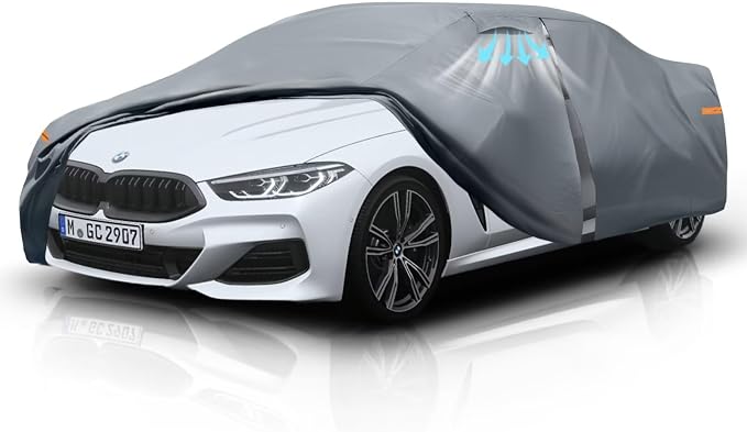 Waterproof 8-Series Gran Coupe(2018-2026) Car Cover with Breathable Vents, [Upgrade] Premium Covers with Cotton Liner and Zipper Door, Sun Rain Snow Dust Uv Protection.(Gift with Towel)