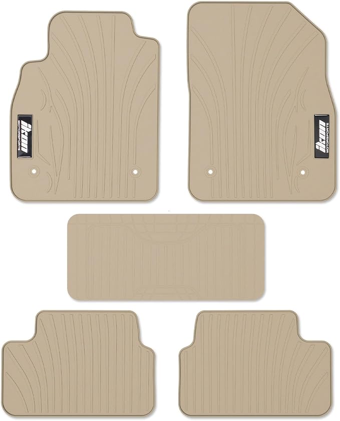 Fit 2008-2015 Chevrolet Cruze Custom Fit Floor Mat IKON Style Beige | IKON MOTORSPORTS, Fit 16 Cruze Limited, Latex Rubber Heavy Duty All Weather Season Car Auto Front Rear Carpets Liner 5PCS