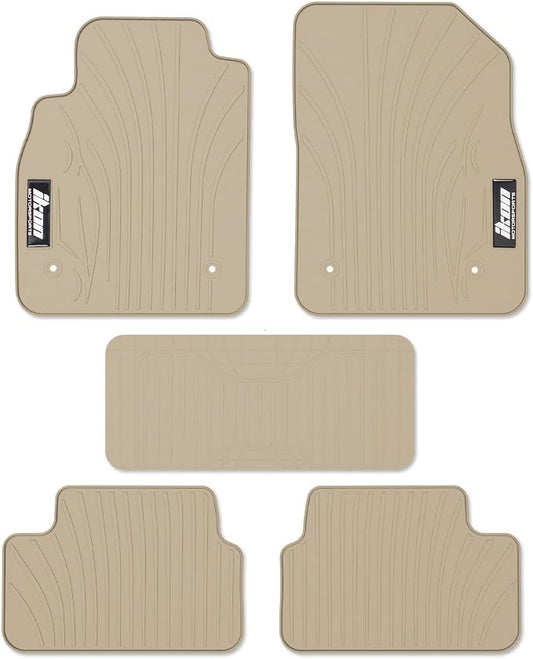 Fit 2008-2015 Chevrolet Cruze Custom Fit Floor Mat IKON Style Beige | IKON MOTORSPORTS, Fit 16 Cruze Limited, Latex Rubber Heavy Duty All Weather Season Car Auto Front Rear Carpets Liner 5PCS