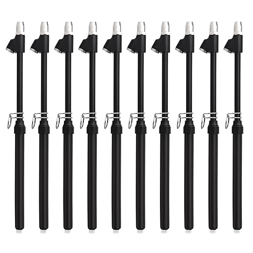 MEANLIN MEASURE Black Double Straight Type Tire Pressure Gauge, 10Pcs, 10-150 Psi, Suitable for Trucks, Cars, Motorcycles