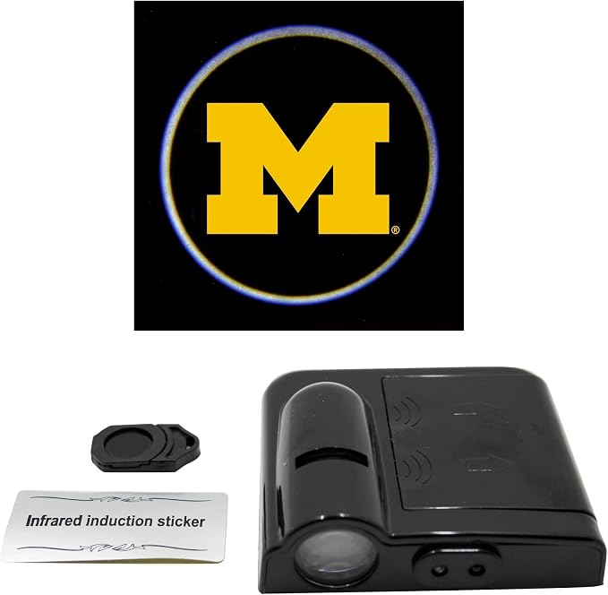 Sporticulture American Football Michigan Wolverines Car Door Lights Logo Shadow Display - Officially Licensed NCAA Car Accessories - Show Your Team Pride - Battery Powered, Universal Fit