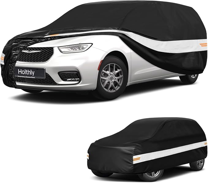 10 Layers Mini Van Car Cover Custom Fit for Chrysler Pacifica Minivan (2016-2026), Waterproof All Weather for Automobiles, Outdoor Full Cover Sun Dust Rain Protection with Cotton. Black