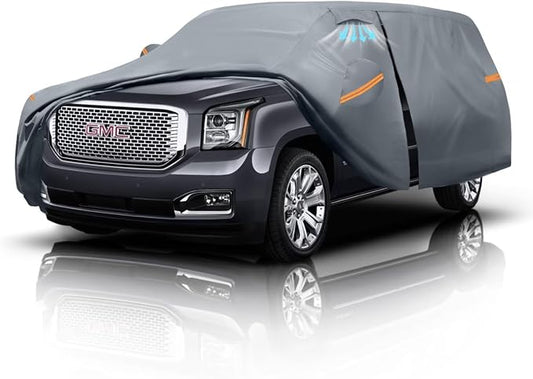 Large SUV Car Cover for GMC Yukon (1995-2026) 100% Waterproof All Weather, Heavy Duty Outdoor Full Exterior Covers Rain Sun Wind UV Hail Protection.