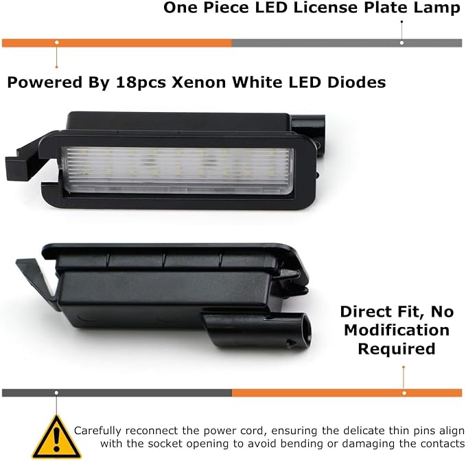 iJDMTOY Xenon White 18-SMD Full LED License Plate Light Kit Compatible With Dodge 2015-up Charger Challenger, Compatible With Chrysler 300 & Pacifica, Compatible With Jeep 2017-up Compass, etc