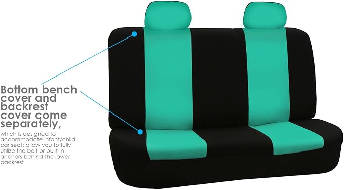 FH Group Car Seat Cover for Back Seat Cloth - Universal Fit Rear Seat Covers for Cars with Solid Bench,Car Seat Protector for Dogs and Kids,Car Interior Accessories for SUV, Sedan and Van Mint