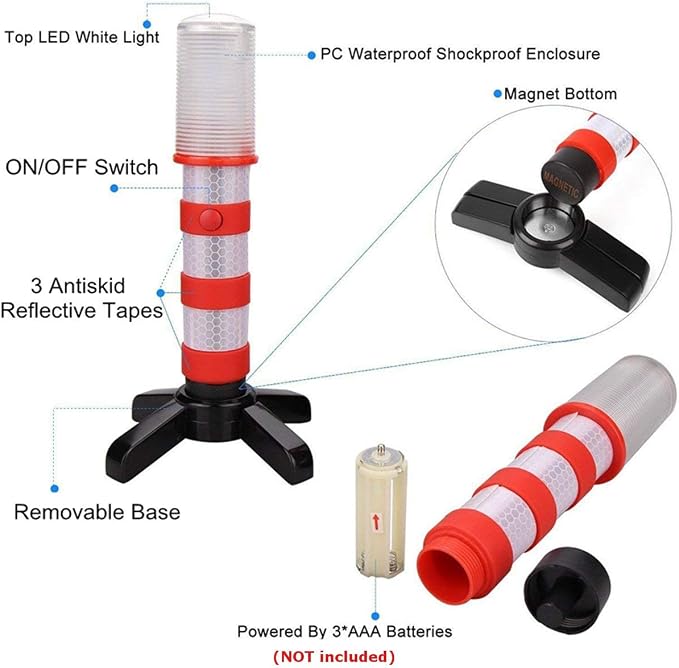 2PC Multi-function LED Emergency Roadside Flares Magnetic Base Upright Stand new 2pcs 3 in 1 LED Flashing Roadside Emergency Beacon Flares Kit Color 3 Colors