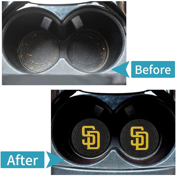 Silicone Padres Car Cup Holder Coasters,Baseball Fans Car Coasters for San Diego Padres Fans, Non-Slip Universal Fit Cup Holder Insert