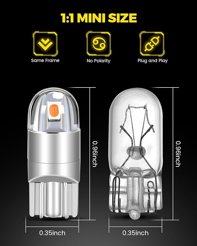 BANGO 194 LED Bulb, Super Bright 168 T10 2825 W5W LED Replacement Bulbs for Car Interior Dome Map Door Courtesy Trunk Side Marker License Plate Lights, Purple (Pack of 10)