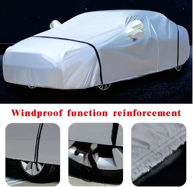 Thick Waterproof Oxford Fabric with Soft Cotton for SUV car Cover,Universal 6 Layers Outdoor Sunshield, Snow Proof, UV and Scratch Proof, Bird Droppings (Grey, YL Fits SUV up to 181" to 191")