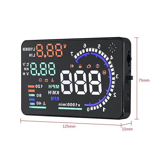 5.5inch Car HUD Car, Auto Screen Speed Display, OBD 2 EU OBD Compatible, with Driving Mileage Measurement for Cars