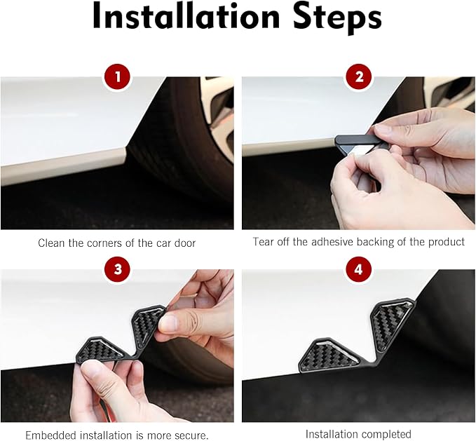 2PCS Car Door Edge Guards, Carbon Fiber Car Door Corner Guards, Anti-Collision Door Corner Protector Trim, Self-Adhesive Auto Corner Protect Sticker, Universal Exterior Decor Accessories