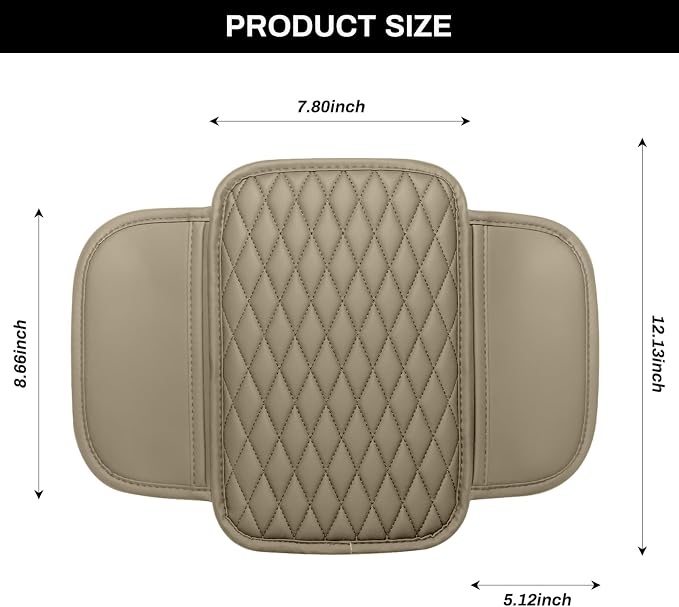 Ouzorp Car Center Console Cover Upgraded Microfiber Leather Car Arm Rest Cover with 2 Storage Bags Universal Armrest Cover for Car Storage Box Car Interior Accessories Protector for Most Vehicle-Beige