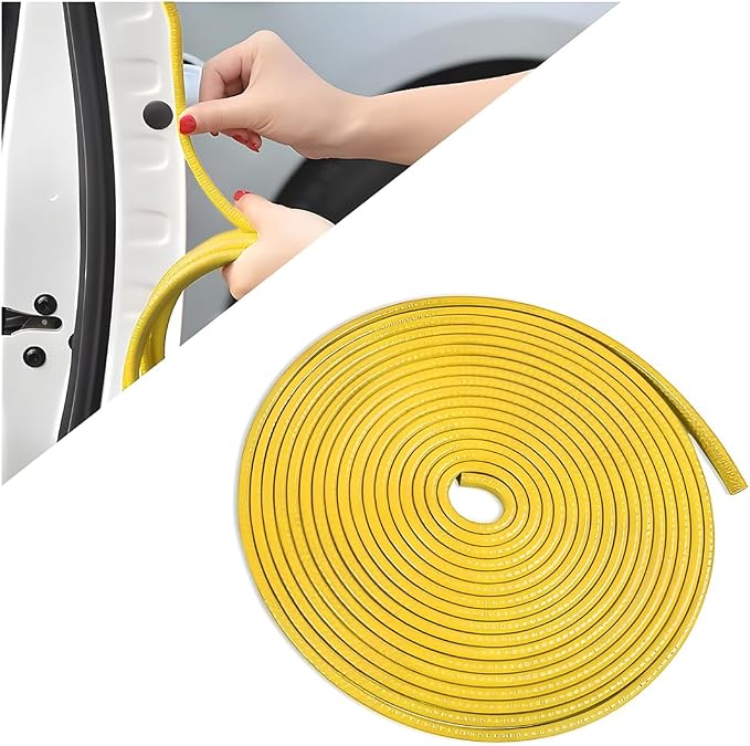 Car Door Protector Edge Guards, Universal Rubber Seal U Shape Car Door Protection, Aluminum Boat Edge Trim Guards No Glue Required, Exterior Accessories Fit for Most Cars (Yellow/32FT) | Universal fit, most cars/SUVs/trucks, rubber seal, press-on chann...