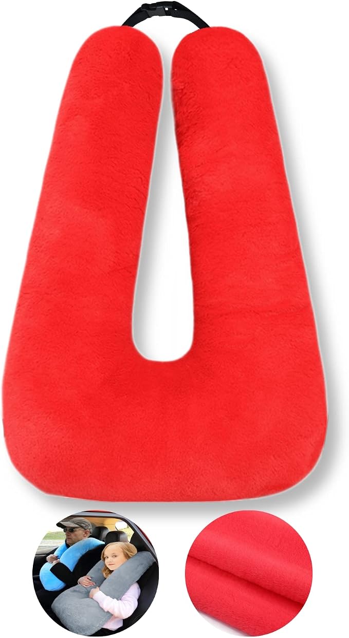 FHSGGP Travel Pillow Car Pillow Kid Car Sleeping Red | The Sleeping Aid for Adults and Kids on Road Trips Kids Travel Pillow
