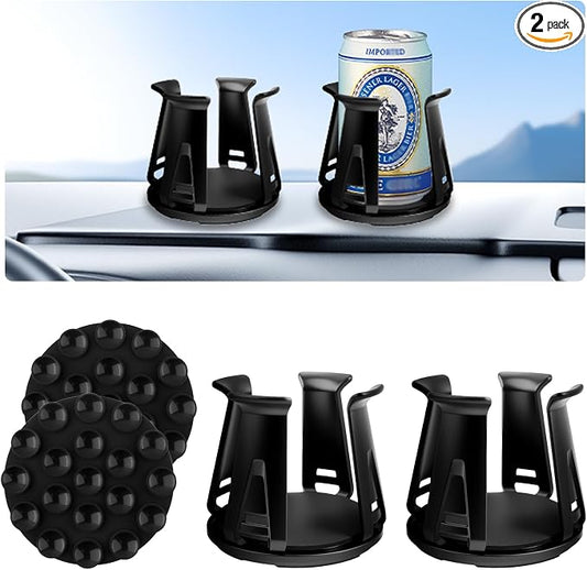 2PCS Car Cup Holder Insert,Anti-Shake Cup Holder Inserts for Car with Adaptive Clamping Arm & Suction Cups Mount,Universal Cupholder Insert for Cars Fits Most Trucks SUVs