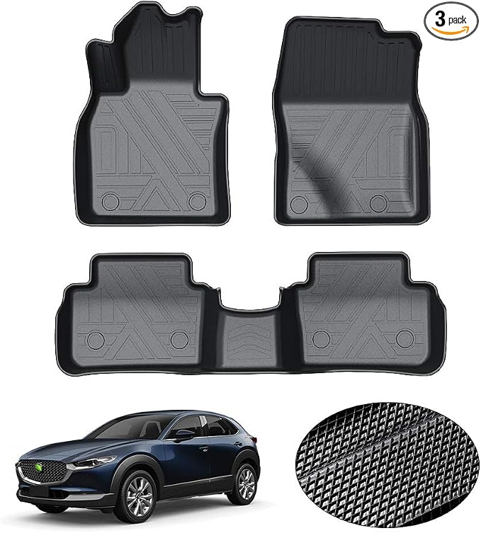 KUST Floor Mats for 2020-2026 Mazda CX-30 Accessories | Front Rear 2 Rows Car Mats, All Weather Protection, TPE Rubber, Raised Edge