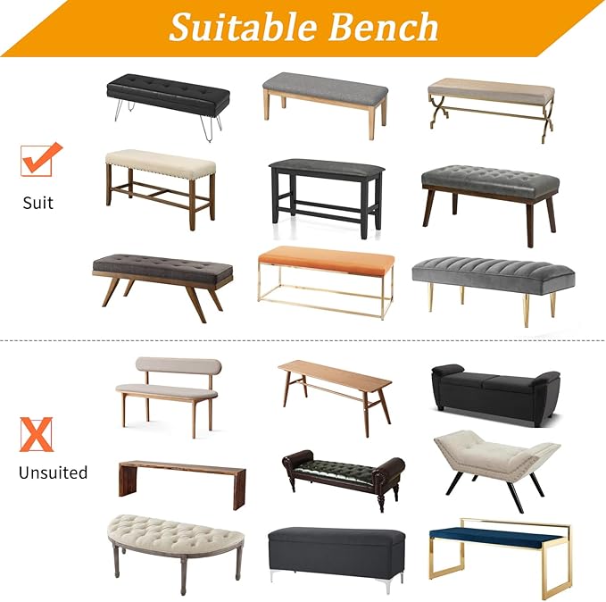 Fuloon Waterproof Dining Bench Cover, Removable Bench Slipcover Washable Bench Seat Protector Cover for Living Room, Bedroom, Kitchen (Dark Grey)