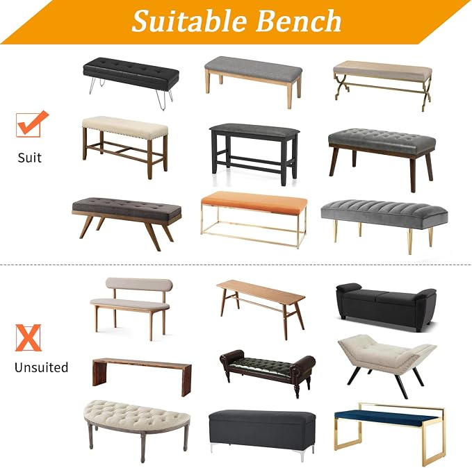 Fuloon Waterproof Dining Bench Cover, Removable Bench Slipcover Washable Bench Seat Protector Cover for Living Room, Bedroom, Kitchen (Beige)