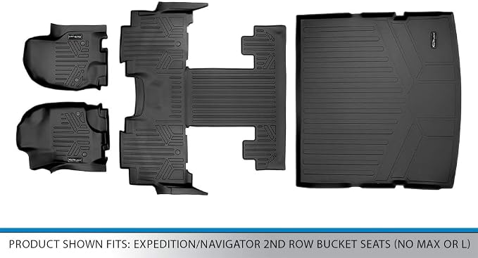 SMARTLINER Floor Mats Cargo Liner Behind 2nd Row Set Compatible with 2018-2025 Ford Expedition