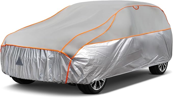 Kayme Hail Protector Car Cover，Anti Hail Thickened Multi-Layered EVA Car Cover Waterproof Sun UV Rain Snow All Weather, Outdoor Hail Protection Cover, Fit SUV Jeep-Length (192 to 201 Inch).Grey