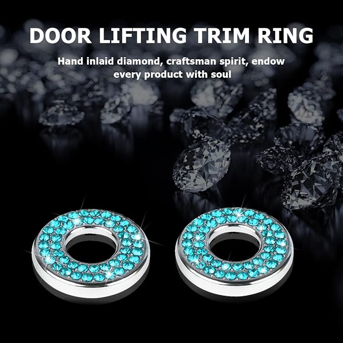 4PCS Bling Inner Car Door Lock Cover Stickers, Rhinestones Pull Rod Bolt Decorations, Crystal Auto Decals for Women Girls, Sparkly Car Door Lock Pin Caps for C Class C200L GLC260 C260L