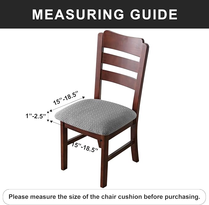 Genina Waterproof Seat Covers for Dining Room Chairs, Kitchen Chair Covers slipcovers (Grey, 4 Pcs)