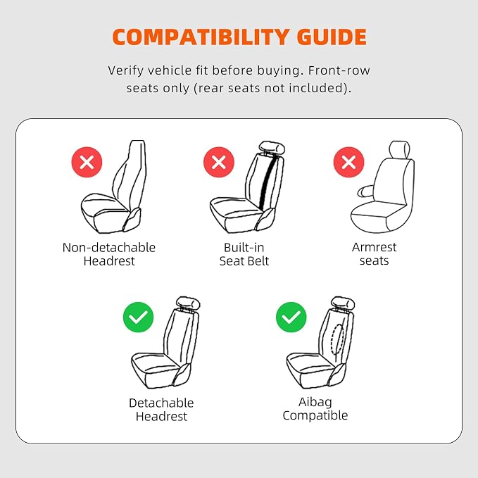 2-Seater Waterproof and Breathable Nappa Leather Car Seat Covers Full Set, Fit for Front Seats of Cars, Compatible with Airbags, Car Seat Protector Covers for Most Cars - Black Red