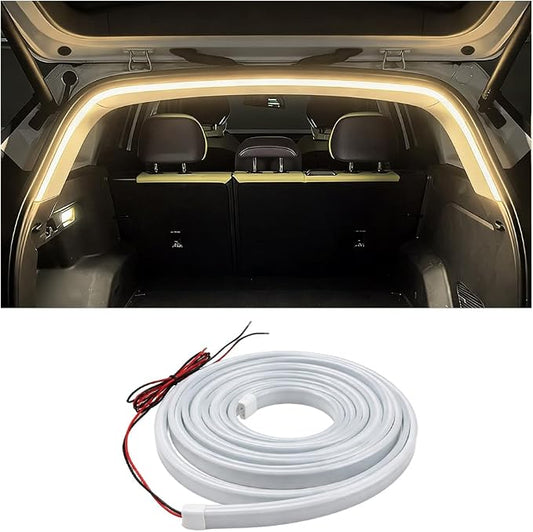 Car Trunk LED Light Strip, 157.5" Flexible Embedded Silicone Vehicle Interior Cargo Area Ambient Lighting, Automotive Trunk LED Light Strip Decor, Universal for SUV Van Truck (Warm Yellow)