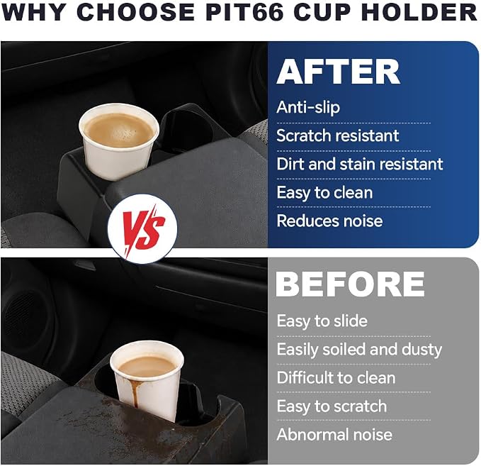 PIT66 Bench Seat Dual Cup Holder Fit Chevy Colorado GMC Canyon 2004-2012 | Center Console Insert Replacement, Double Storage Organizer, Black ABS, Fit Chevy Colorado 2004-2012/Fit GMC Canyon 2004-2012