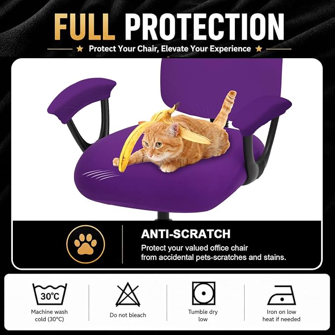 DIVA EN CAMINO DEC Universal fit Stretch Computer Chair Slipcover - Washable Rotating Backrest Coverings & Cushion Protectors & Armrest Covers for Dogs, Cats, Pets