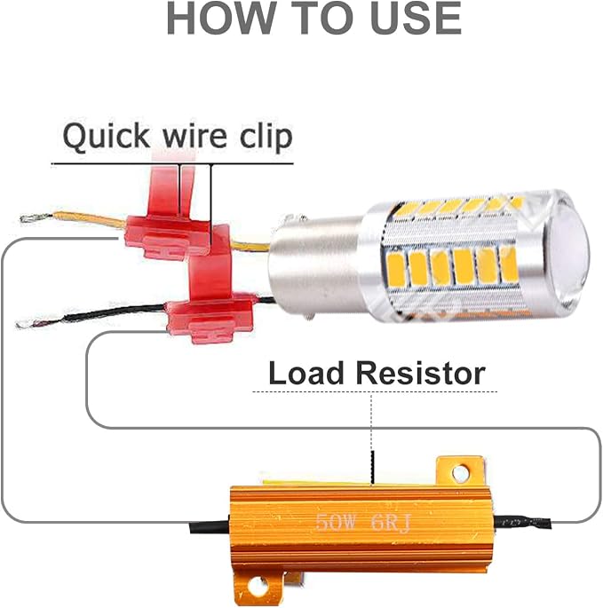 8-Pack 50W 6Ohm LED Load Resistors, Automotive Replacement Resistors for Flickering LED Turn Signal Light & LED License Plate Lights & DRL