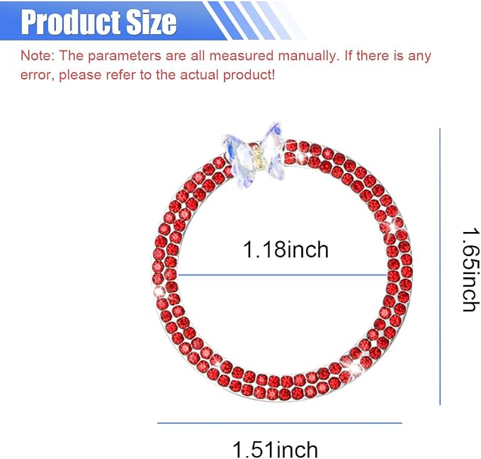 Bling Butterfly Car Engine Push Start Button Ring Sticker (Red) | Crystal Rhinestone Auto Key Ignition Knob Ring Emblem, Sparkling Auto Interior Decoration Accessories for Women