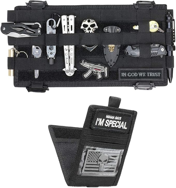 WYNEX Molle Car Visor Organizer Detachable Card Pouch, Fit Most Vehicles | M-13.5x7", Auto Sun Visor Storage Molle Panel, Elastic Webbing Slots, for Glasses & Tactical Gear