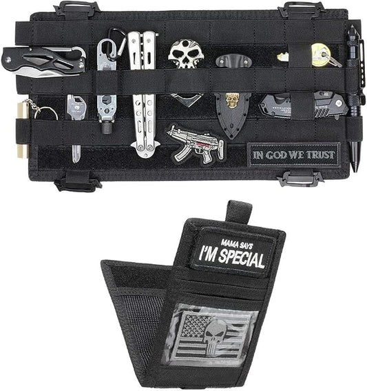 WYNEX Molle Car Visor Organizer Detachable Card Pouch, Fit Most Vehicles | M-13.5x7", Auto Sun Visor Storage Molle Panel, Elastic Webbing Slots, for Glasses & Tactical Gear