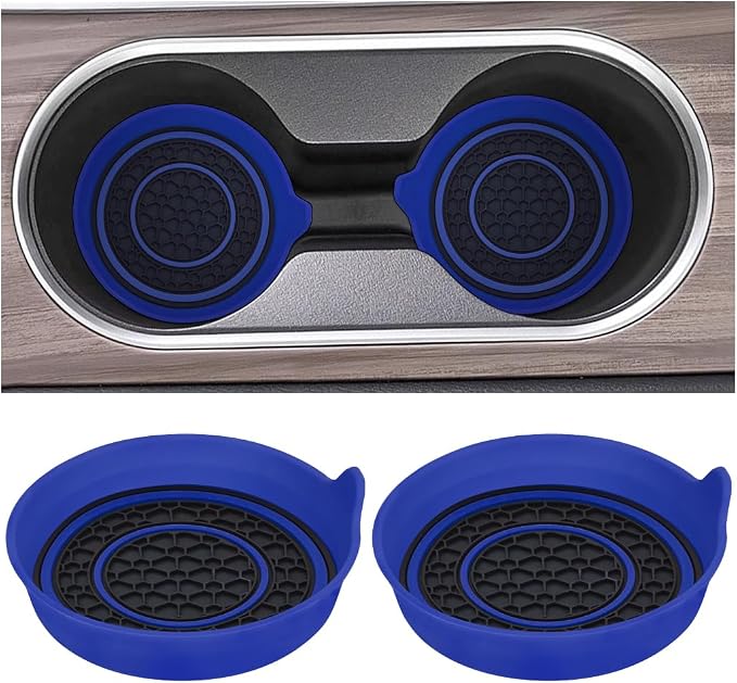 Mandark Car Cup Holder Coaster, 2.75 Inch Non-Slip Vehicle Cup Holder Insert Mats, Dustproof Automotive Interior Console Cup Insulated Pads Accessories, Universal for SUV, Sedan, Truck (Blue)