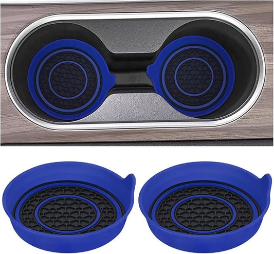 Mandark Car Cup Holder Coaster, 2.75 Inch Non-Slip Vehicle Cup Holder Insert Mats, Dustproof Automotive Interior Console Cup Insulated Pads Accessories, Universal for SUV, Sedan, Truck (Blue)