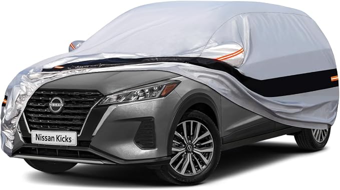 10 Layers SUV Car Cover Custom Fit for Nissan Kicks (2017-2024) Waterproof All Weather for Automobiles, Outdoor Full Cover Rain Sun UV Protection.Silver