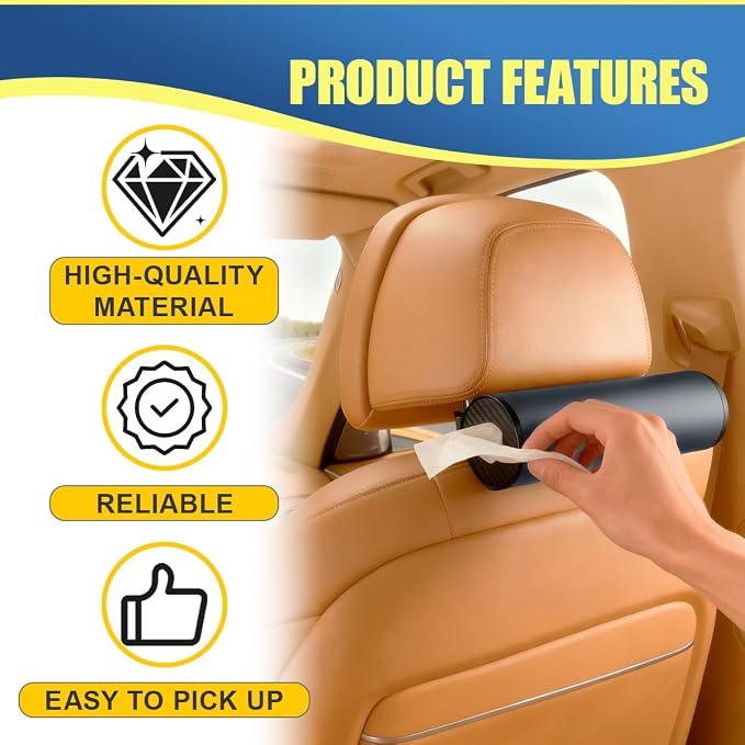 Car Tissue Holder, Cylinder Tissue Box, Refillable Travel Tissues Container, Portable Vehicle Tissue Case for Car Sun Visor, Backseat, Cup Holder, Universal for Cars Office Home (Gray)