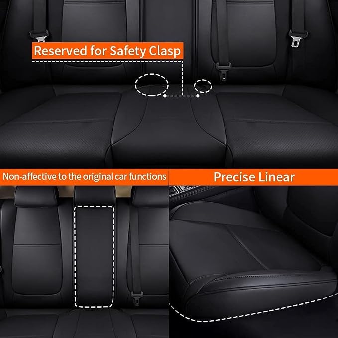 AOMSAZTO Seat Covers for Mazda 3 2014 2015 2016 2017 2018 | Customized Full Set Faux Leather Waterproof AirbagCompatible Seat Cover Black