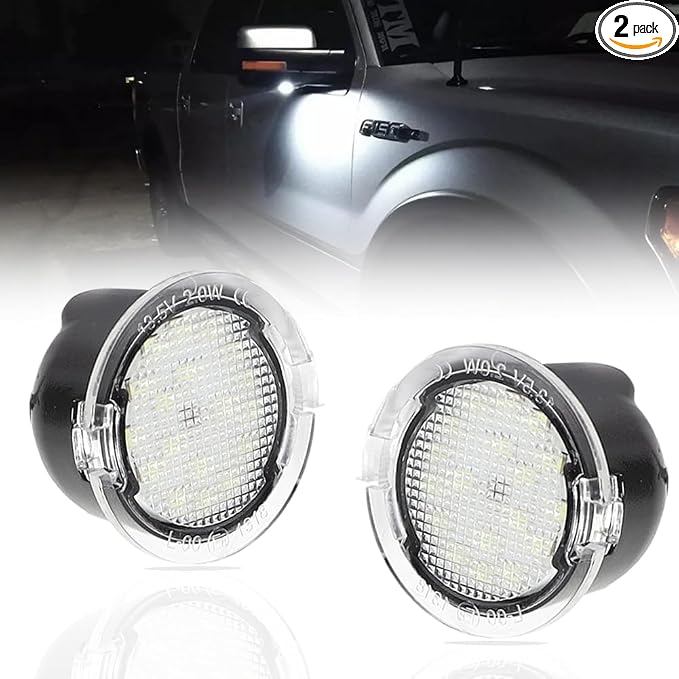 LED Side Mirror Puddle Lights for Fo-rd F150 Explorer Edge Expedition Flex Fusion Taurus X, 6000K Mirror LED Lamps F150 Accessories, 2 PCS (White)
