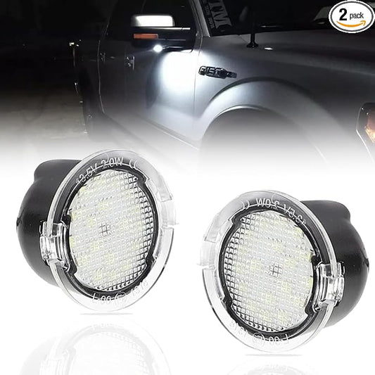LED Side Mirror Puddle Lights for Fo-rd F150 Explorer Edge Expedition Flex Fusion Taurus X, 6000K Mirror LED Lamps F150 Accessories, 2 PCS (White)
