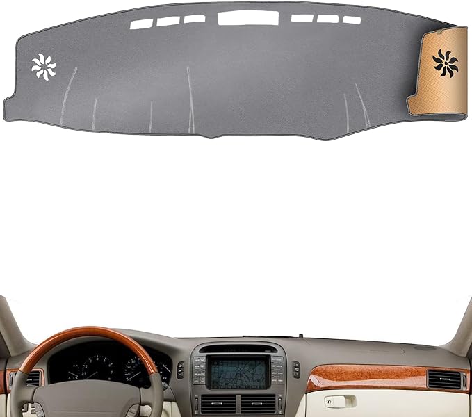 Dash Cover, Anti-Glare, Sun Protection, Dustproof, UV-Proof, Dashboard Covers, Interior Car Accessorie Fit for 2001 2002 2003 2004 2005 2006 Le-xus LS430, Grey