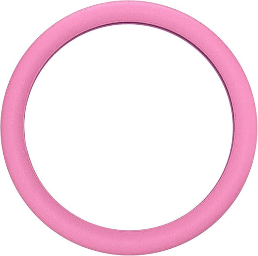 LRITER Car Steering Wheel Cover, Non-Slip Silicone Material, Multiple Color Choices, Universal Auto Parts Steering Wheel Cover, Suitable for Most Cars (Pink)